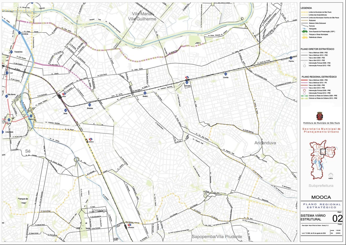 Mapa ng Mooca São Paulo - Kalsada