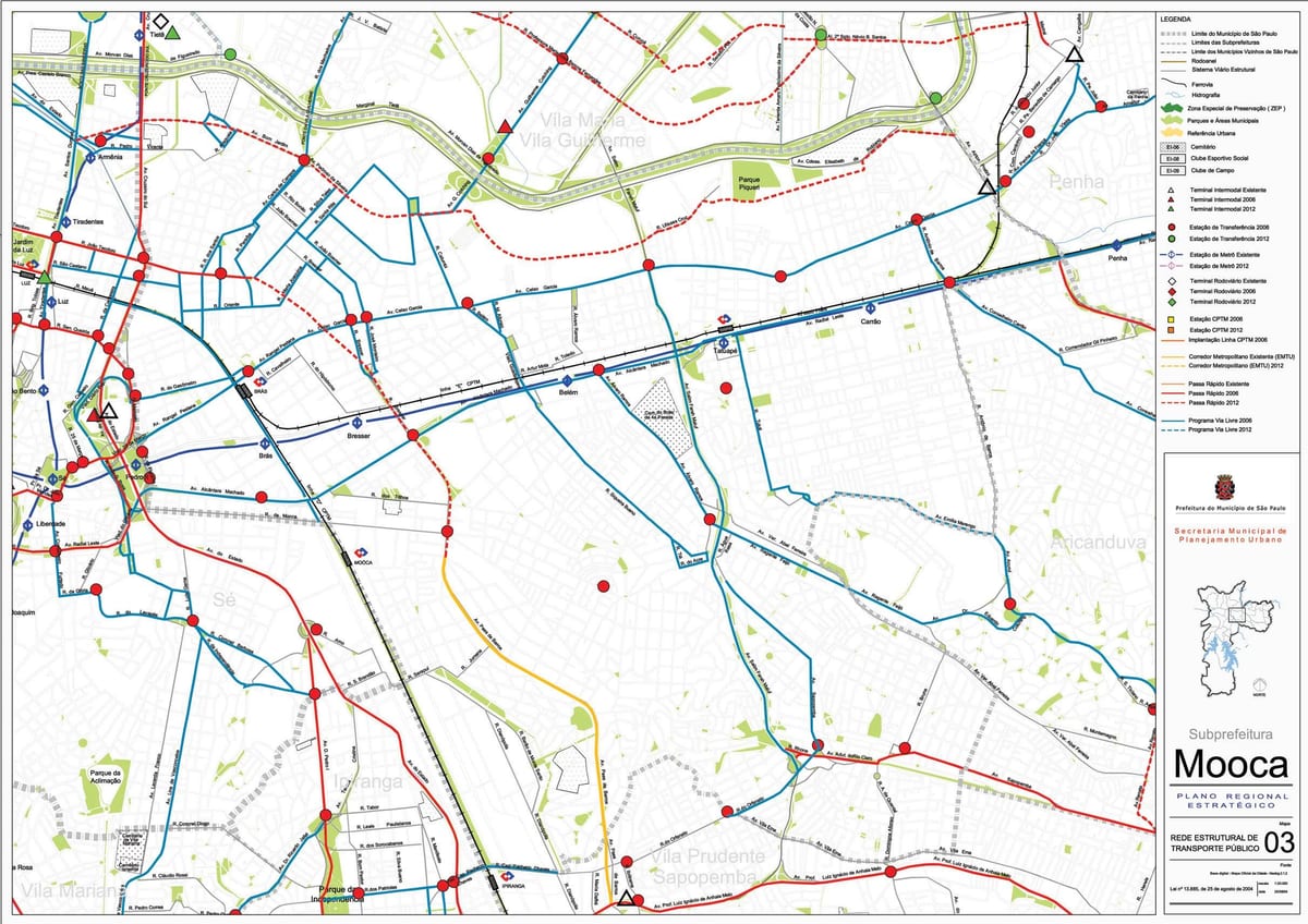 Mapa ng Mooca São Paulo - Pampublikong transports