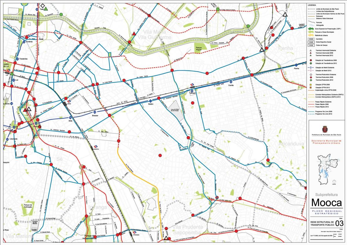 Mapa ng Mooca São Paulo - Pampublikong transports