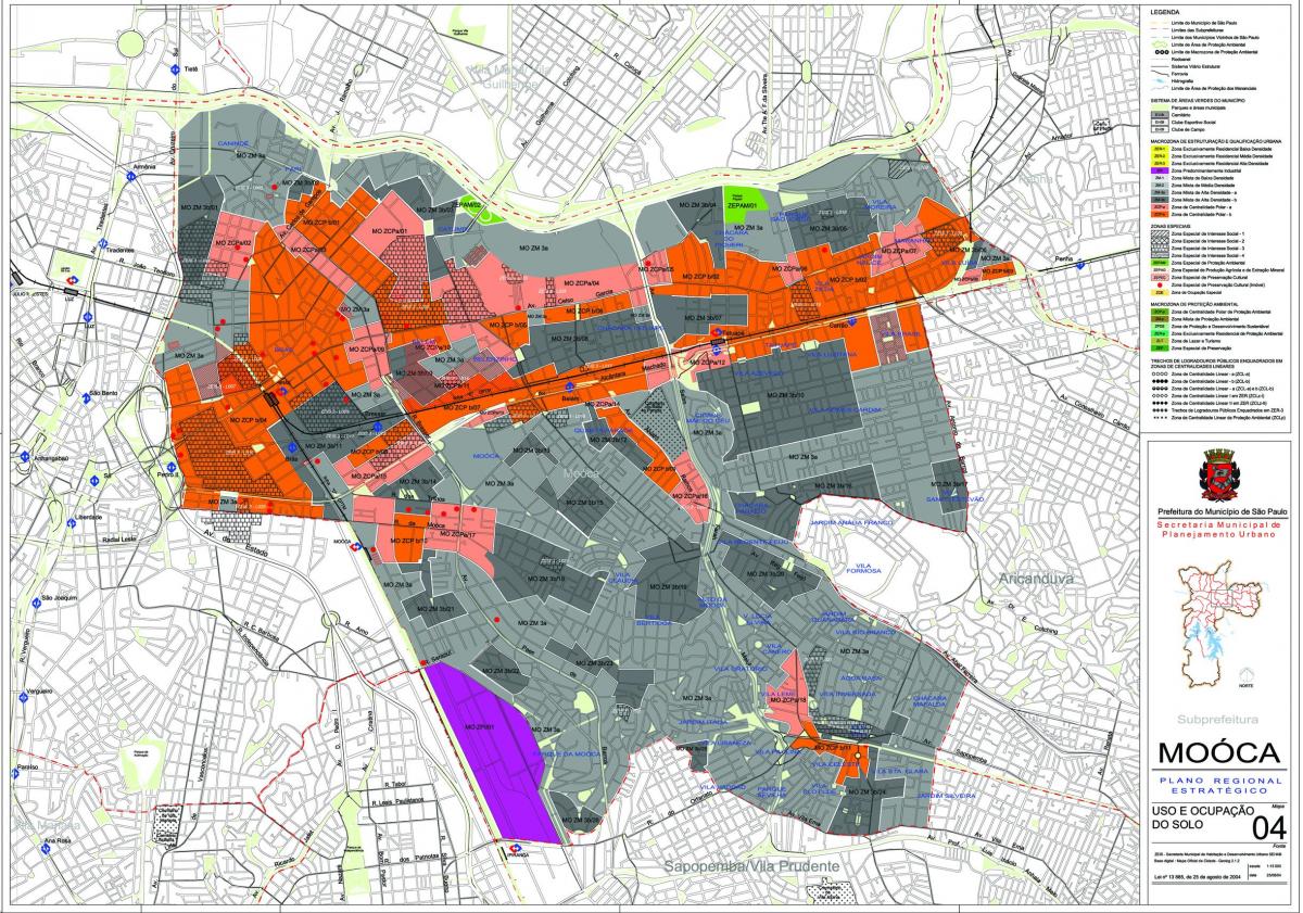 Mapa ng Mooca São Paulo - Okupasyon ng lupa