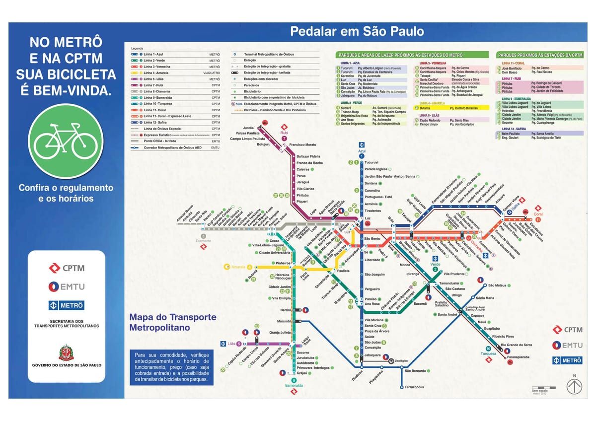 Mapa ng pagbibisikleta gabay sa São Paulo