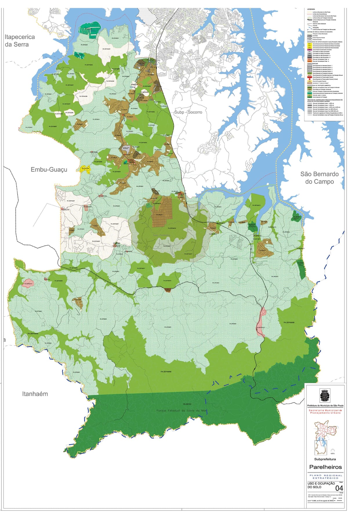 Mapa ng Parelheiros São Paulo - Okupasyon ng lupa
