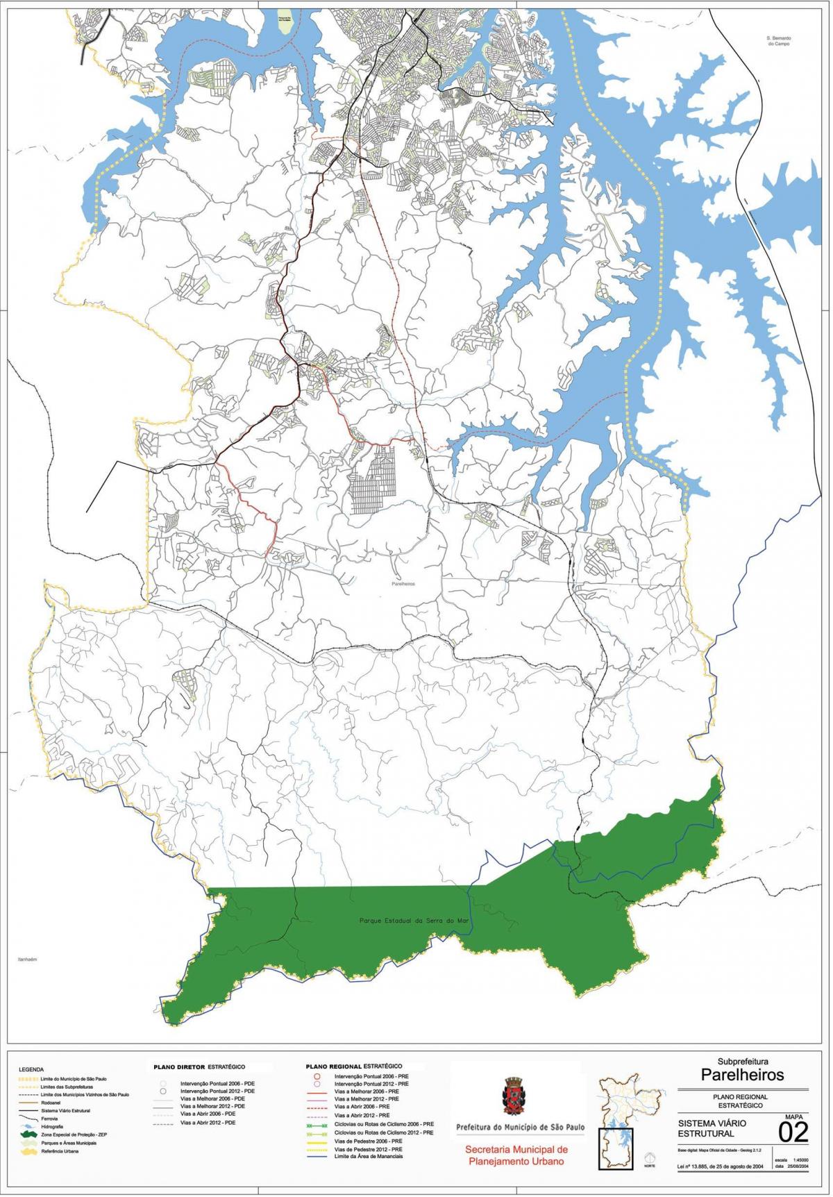 Mapa ng Parelheiros São Paulo - Kalsada