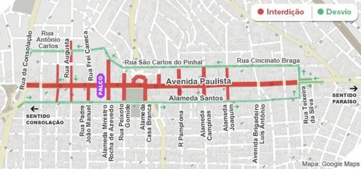 Mapa ng Paulista avenue São Paulo