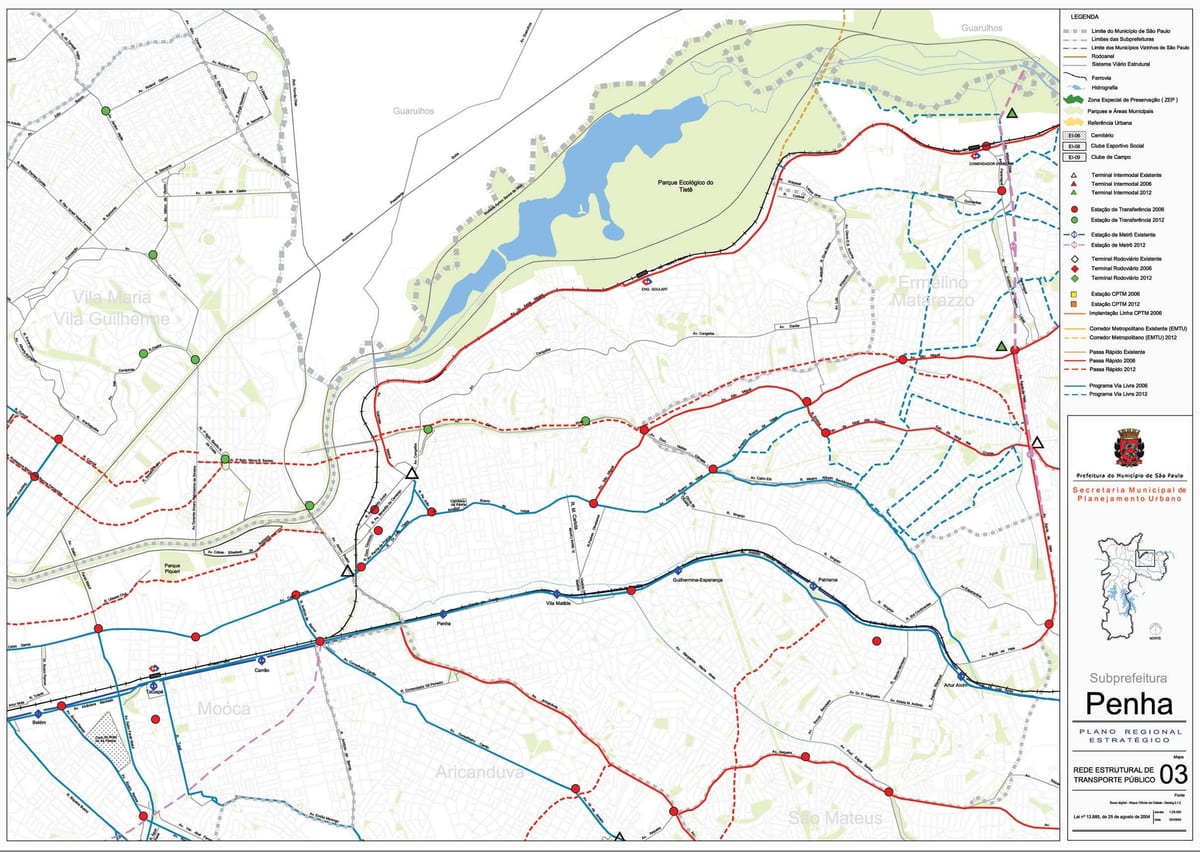 Mapa ng Penha São Paulo - Pampublikong transports