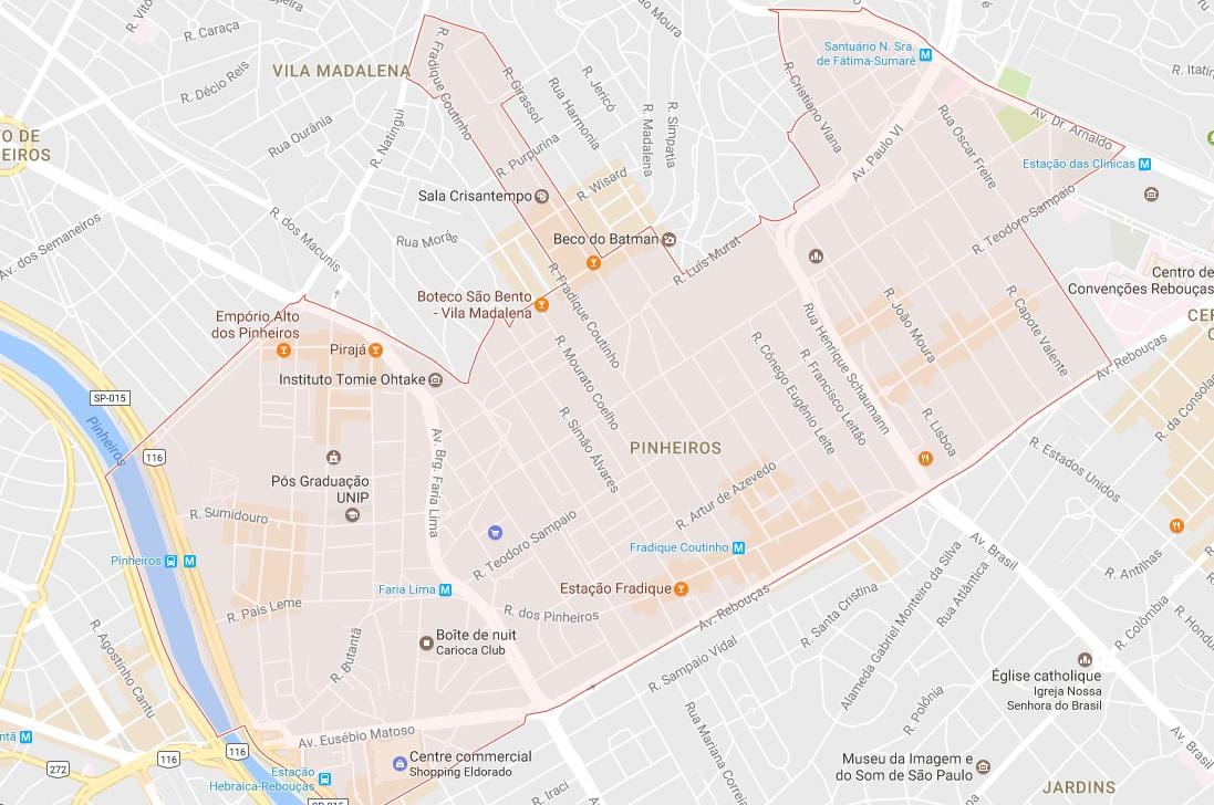 Mapa ng Pinheiros São Paulo
