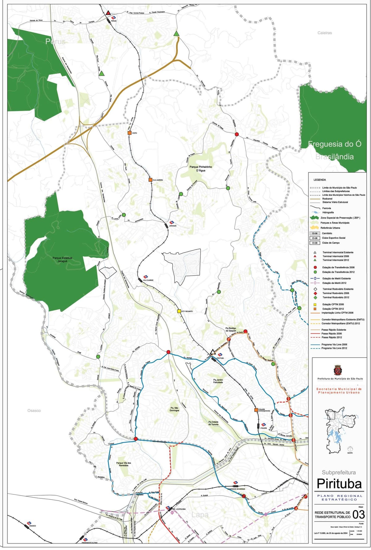 Mapa ng Pirituba-Jaraguá São Paulo - Pampublikong transports