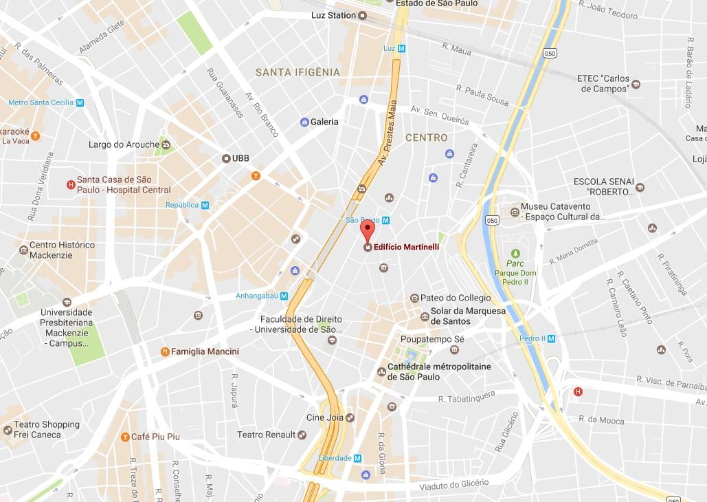 Mapa ng Prédio Martinelli