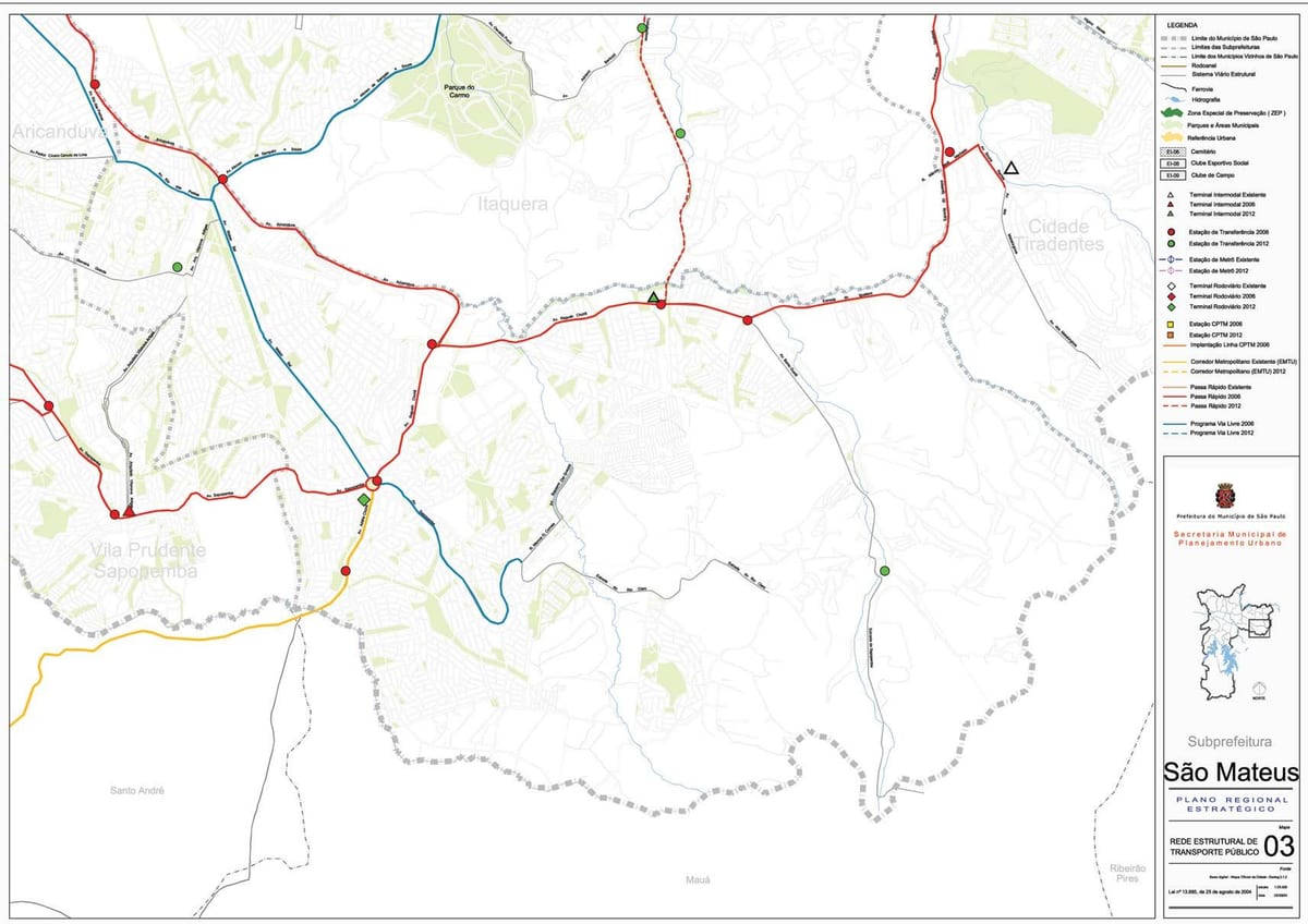 Mapa ng São Mateus São Paulo - Pampublikong transports