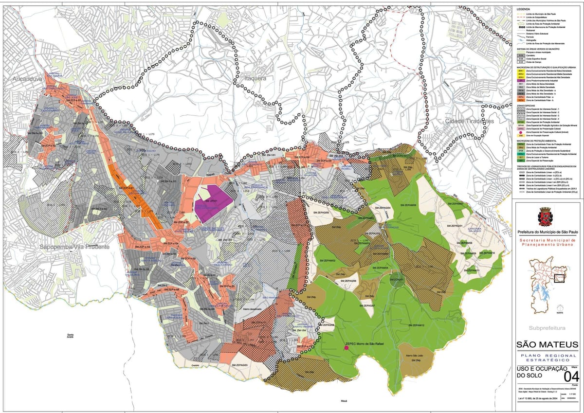 Mapa ng São Mateus São Paulo - Okupasyon ng lupa