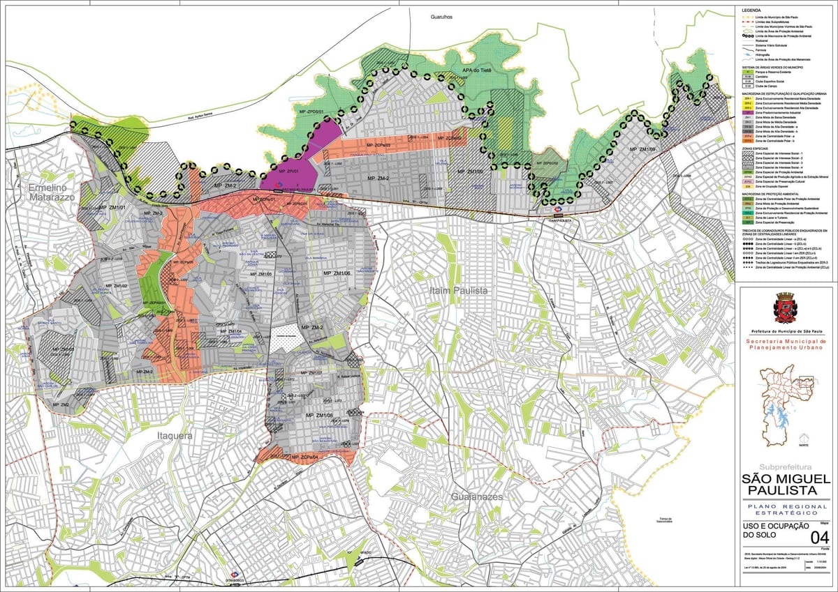Mapa ng São Miguel Paulista São Paulo - Okupasyon ng lupa
