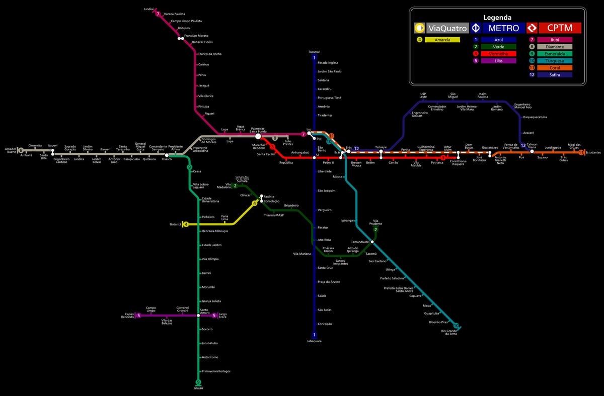Mapa ng São Paulo CPTM metro