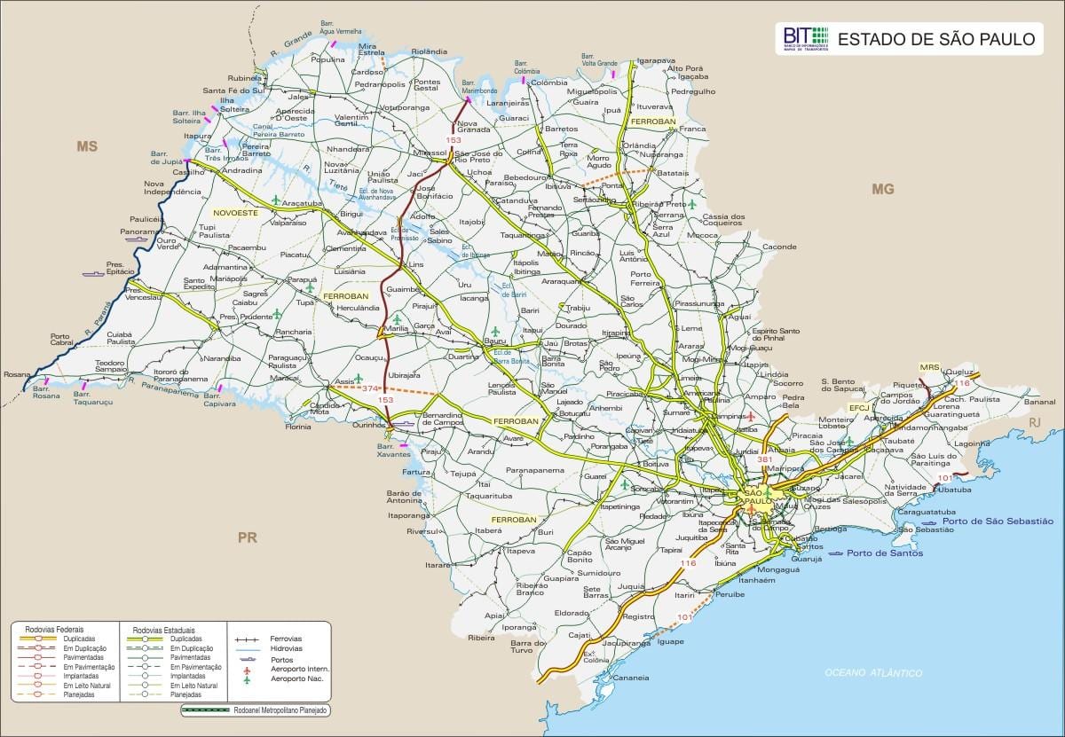 Mapa ng São Paulo Estado highway