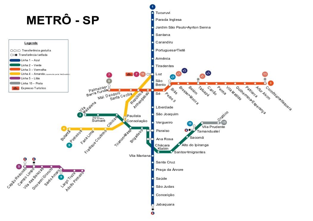 Mapa ng São Paulo metro