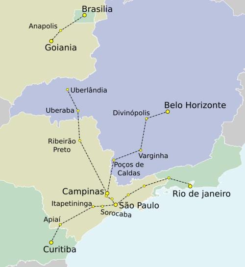 Mapa ng São Paulo TAV