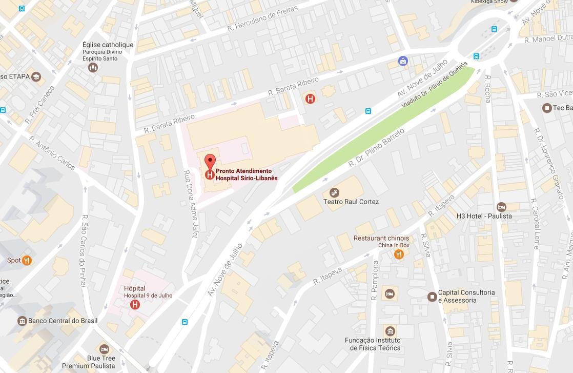 Mapa ng Sírio-Libanês ospital