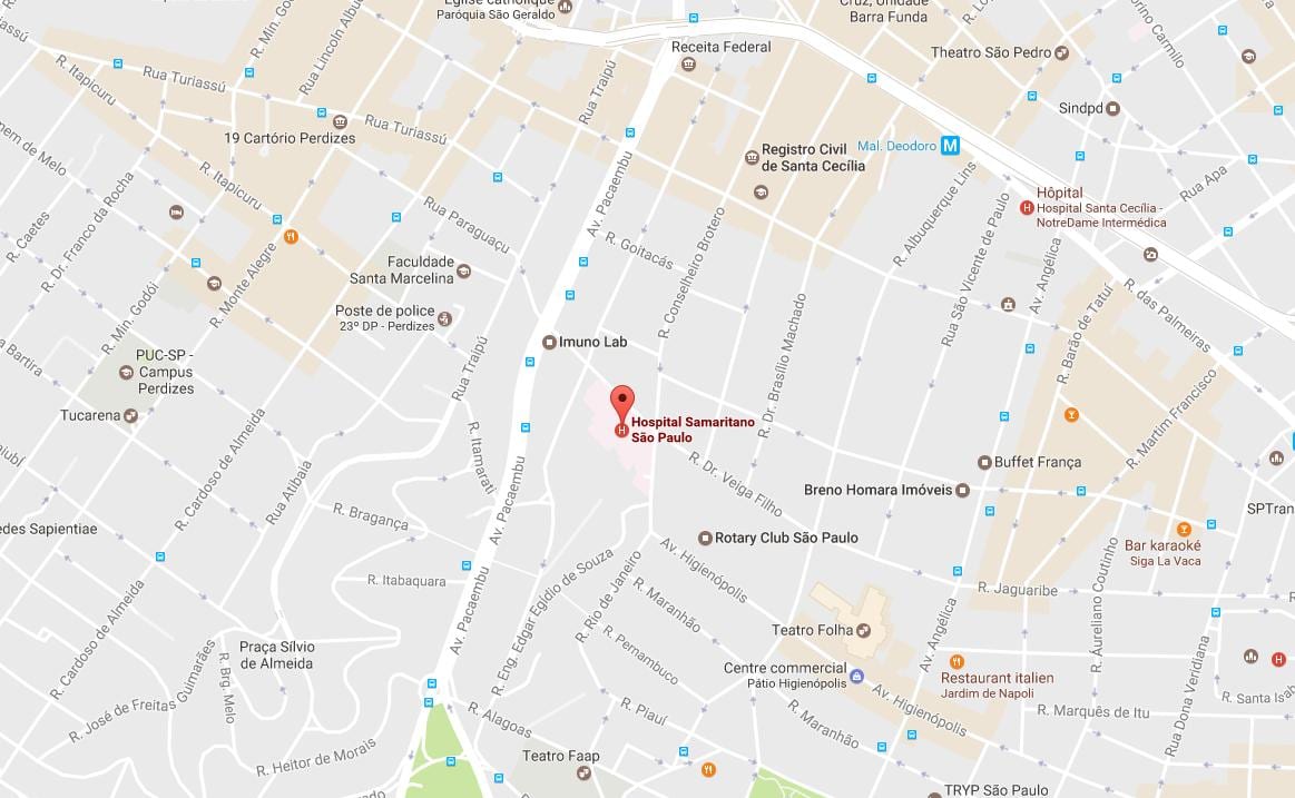 Mapa ng mga Samaritano São Paulo ospital