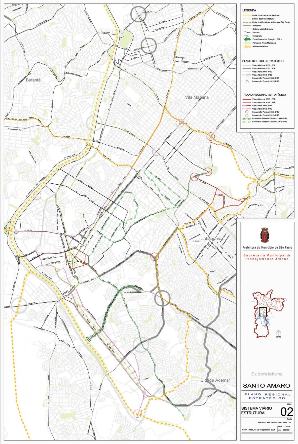 Mapa ng Santo Amaro São Paulo - Kalsada