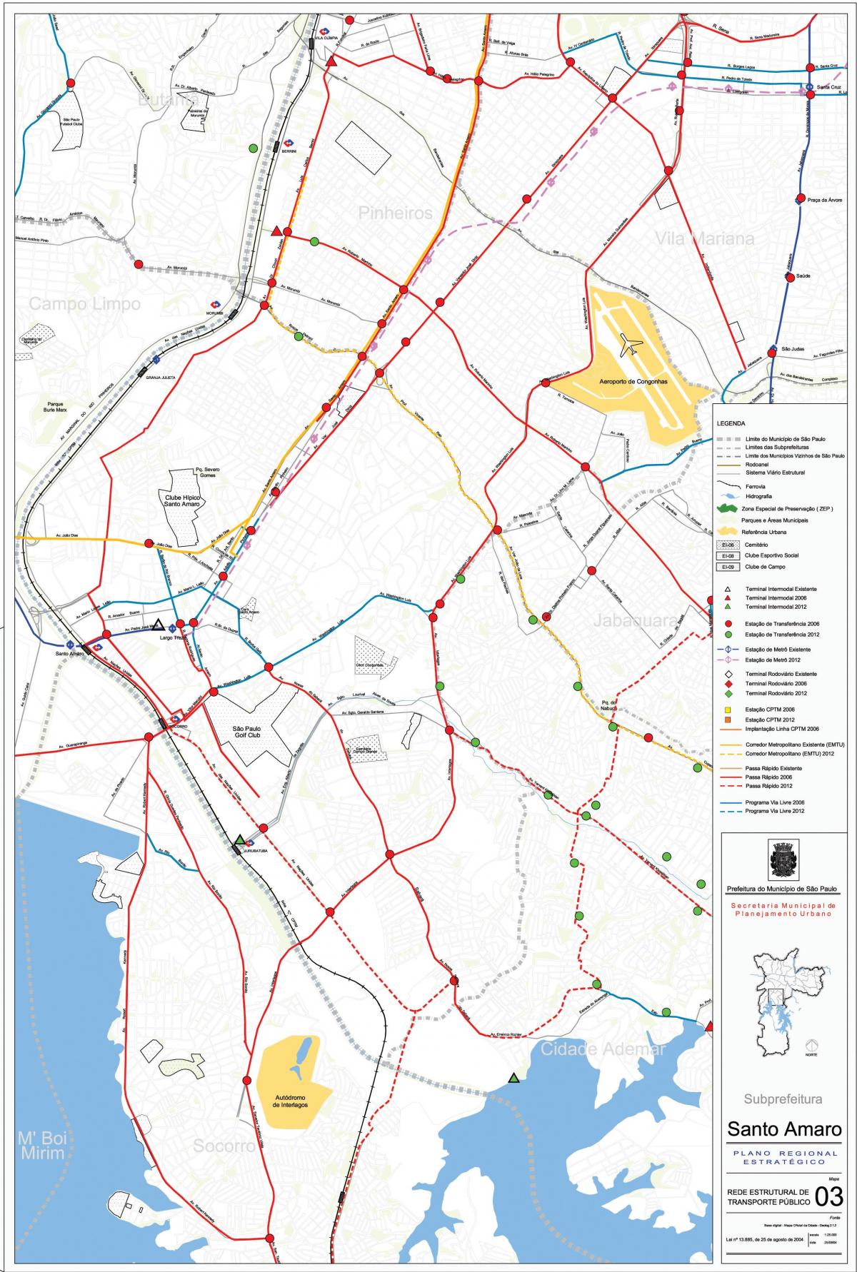Mapa ng Santo Amaro São Paulo - Pampublikong transports