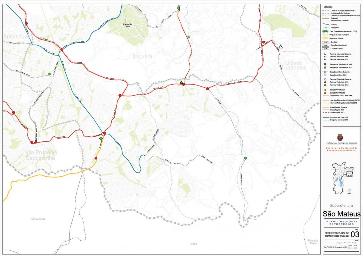 Mapa ng São Mateus São Paulo - Pampublikong transports