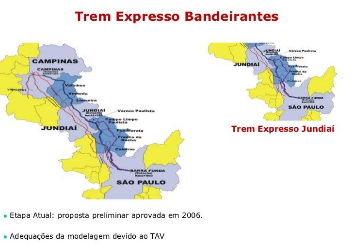 Mapa ng São Paulo Expresso Bandeirantes