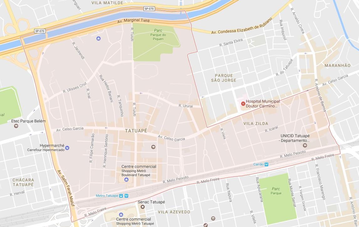 Mapa ng Tatuapé São Paulo