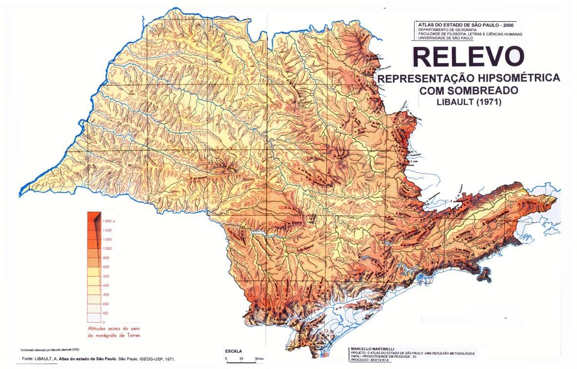 Mapa ng topographic São Paulo