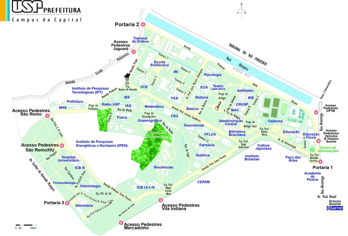 Mapa ng unibersidad ng São Paulo - USP