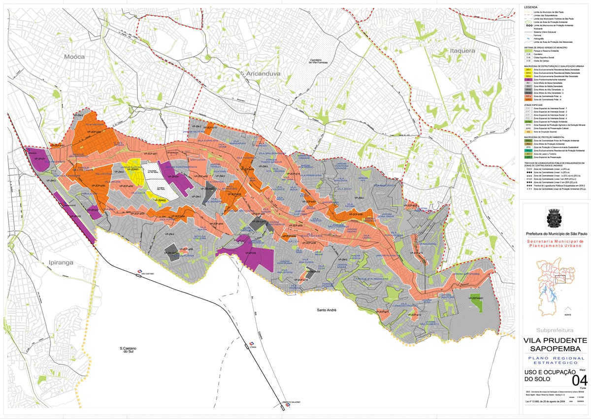 Mapa ng Vila Prudente São Paulo - Okupasyon ng lupa