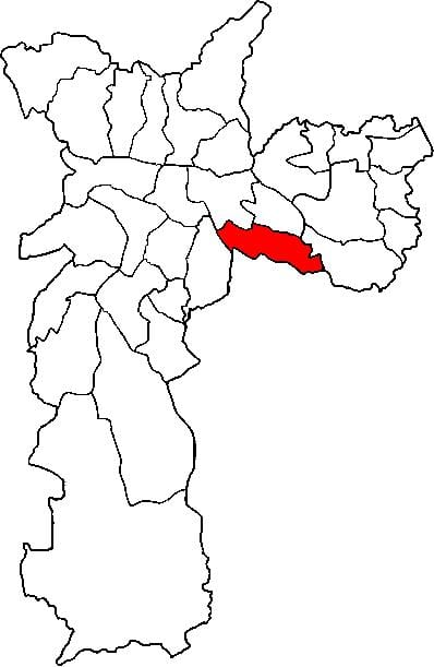 Mapa ng Vila Prudente sub-prefecture São Paulo