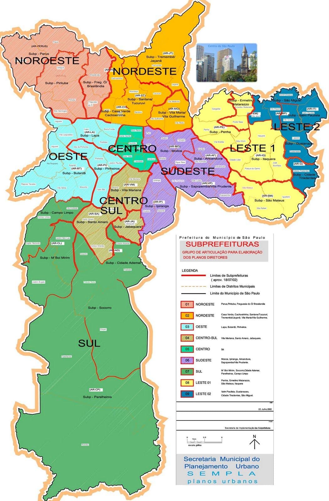 Mapa ng zonas São Paulo