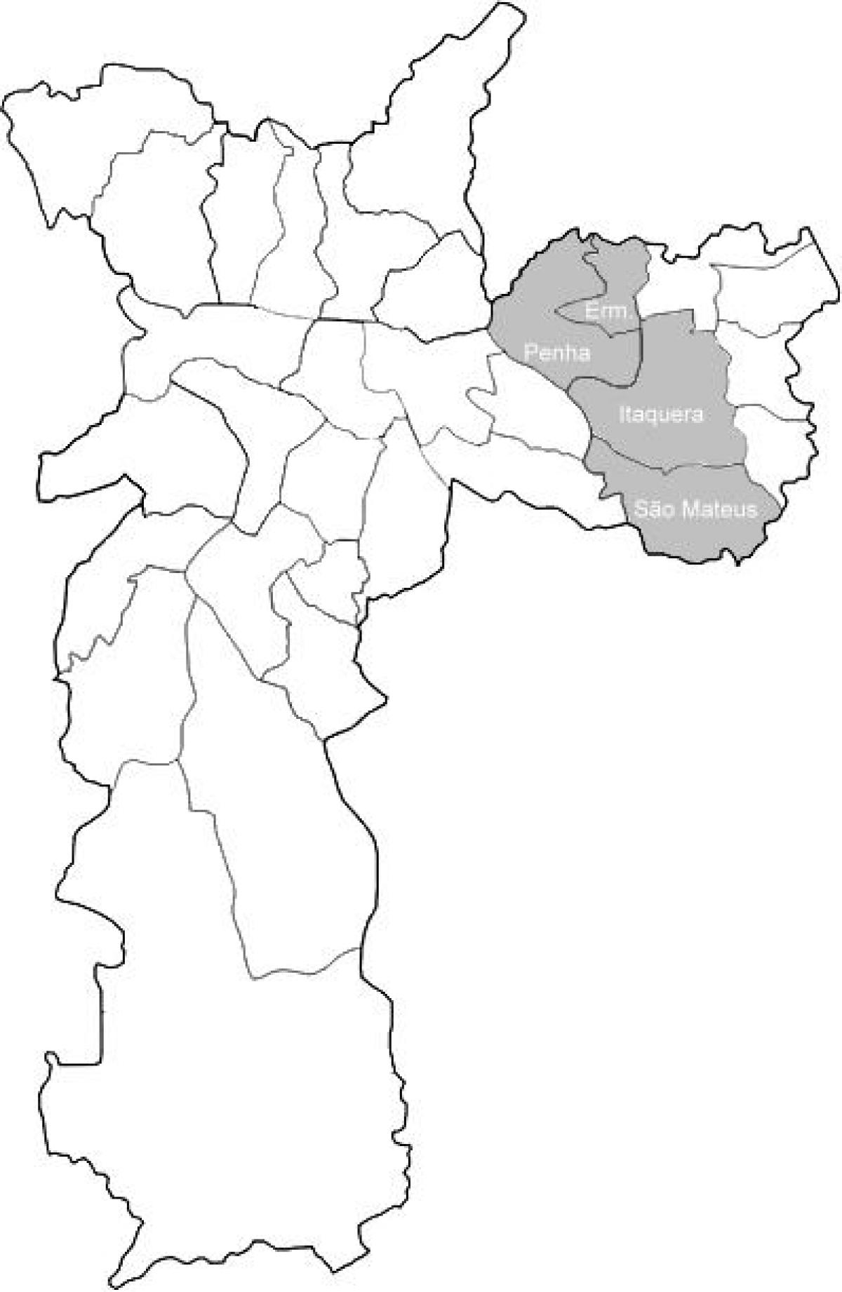 Mapa ng zone Leste 1 São Paulo