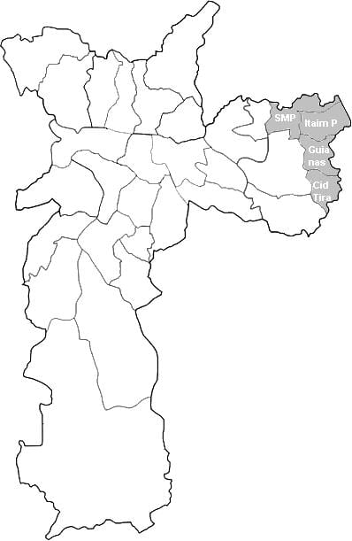Mapa ng zone Leste 2 São Paulo