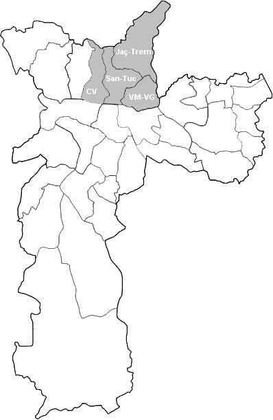 Mapa ng zone Nordeste São Paulo