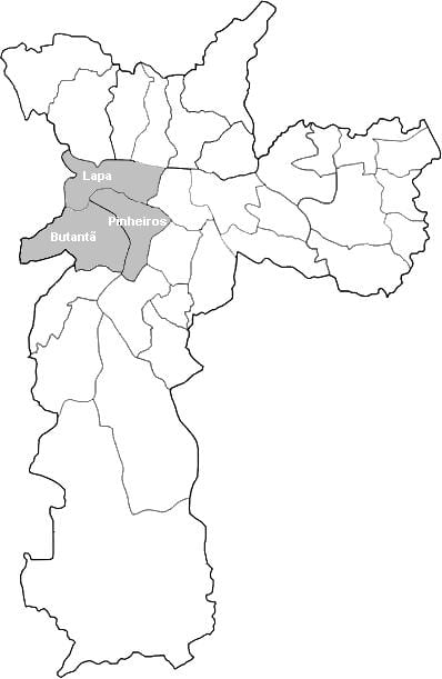 Mapa ng zone Oeste São Paulo