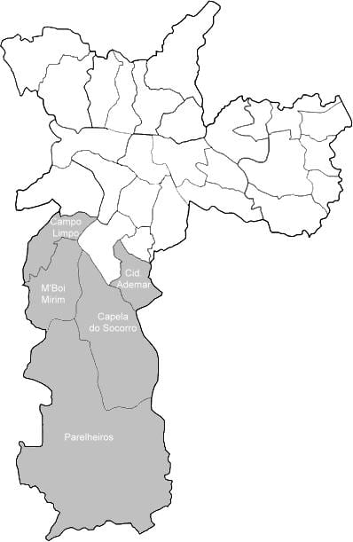 Mapa ng zone Sul São Paulo