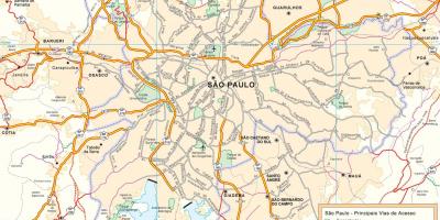 Mapa ng mga access ang mga kalsada São Paulo
