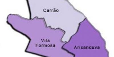 Mapa ng Aricanduva-Vila Formosa sub-prefecture