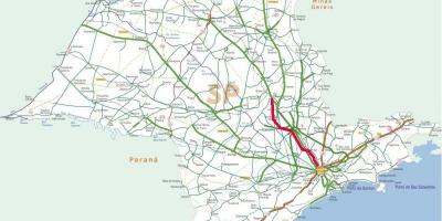 Mapa ng Bandeirantes highway - SP 348