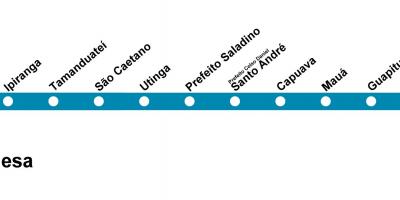 Mapa ng CPTM São Paulo - Line 10 - Turkesa