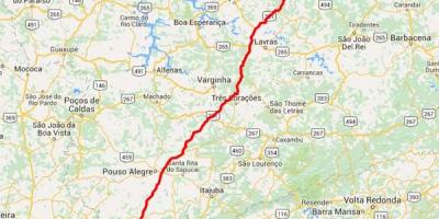 Mapa ng Fernão Dias highway - BR 381