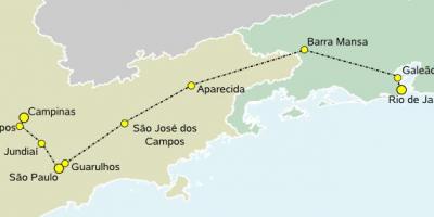 Mapa ng high-speed na tren São Paulo