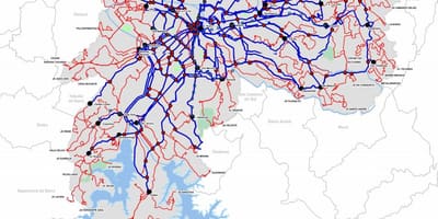 Mapa ng mga terminal ng bus ng Estado ng São Paulo