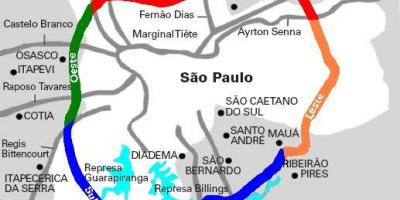 Mapa ng Mário Covas highway - SP 21
