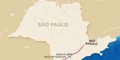 Mapa ng Régis Bittencourt highway - BR 116