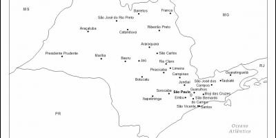 Mapa ng São Paulo birhen - pangunahing mga lungsod