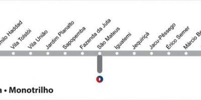 Mapa ng São Paulo metro - Line 15 - Pilak