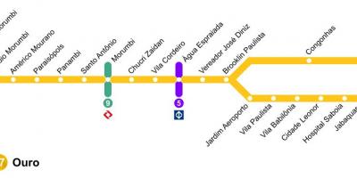 Mapa ng São Paulo monorail - Line 17 - Ginto
