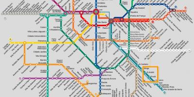 Mapa ng São Paulo network metro